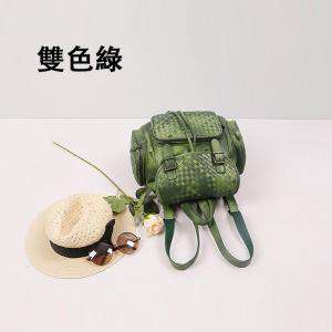 真皮後背包 夏季韓版包包 雙色編織背包 潮女學院風女背包 編織雙肩包 時尚真皮女包包