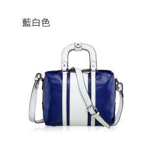 2016新款時尚頭層牛皮手提女包 真皮肩背包 撞色條紋小方包 歐美斜背包