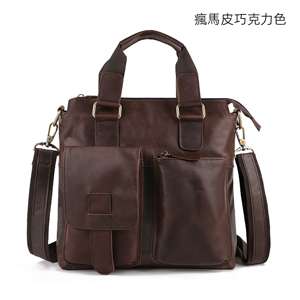 復古瘋馬皮手提包 商務真皮男包 男士休閒斜背包包 瘋牛皮斜挎手提包 頭層牛皮斜背包