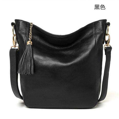 韩版女士头层牛皮斜背包 逛街休闲流苏包 简约百搭流苏肩背包 真皮侧