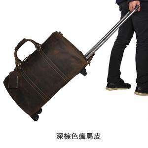 歐美超大容量復古旅行包 瘋馬皮行李袋 真皮男包 拉杆行李包 頭層牛皮旅行包 油皮光皮旅行袋