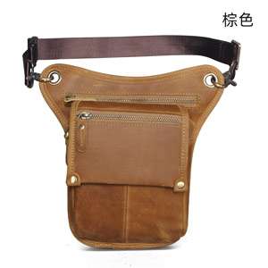多功能真皮腰包腿包 戶外運動8寸瘋馬皮斜跨包 油蠟牛皮休閒包 頭層牛皮男包 荔枝紋手機包