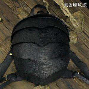霸氣甲殼蟲時尚可愛雙肩背包 復古頭層牛皮個性後背包 鱷魚紋包包 多功能多用背包 男女潮包