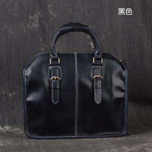復古潮流時尚公事包 瘋馬皮商務包 頭層牛皮手工包 瘋牛皮單肩斜跨手提包 職場真皮男包