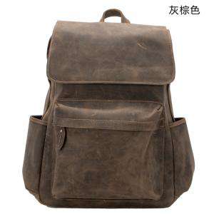瘋馬皮後背包 頭層牛皮雙肩背包 男式復古牛皮雙肩包 手工休閑旅行包電腦包
