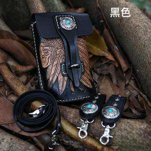 印度安人酋長腰包 男女真皮潮酷風範小包 機車款腰包 頭層牛皮單肩包