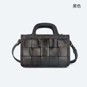 歐美復古女式編織包 百搭款復古時尚女士斜背包單肩包 手工編織斜挎包真皮女包