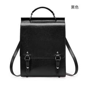一包多用 真皮後背包斜背包 女式英倫學院風書包大學生雙肩包 復古電腦簡約牛皮背包