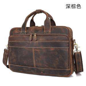 歐美復古真皮男包 頭層瘋馬皮公事包 男士手提包單肩背包斜挎包 商務公文包斜背包
