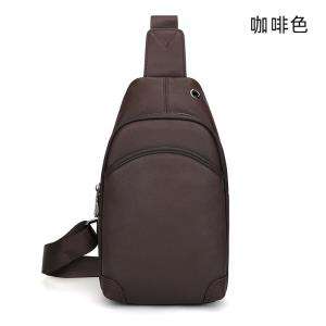 休閒真皮胸包 耳機孔防水牛皮單肩包男包 多功能潮流斜挎包 頭層牛皮單肩背包斜背包