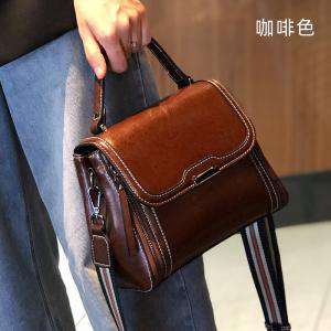 油蠟牛皮手提包 新款單肩斜挎包 百搭時尚高級感真皮女士手提手袋側背包小方包 包包女包