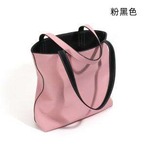 雙面撞色托特包 真皮購物手袋 一包兩用 通勤女包簡約水桶包 大容量手提包女包
