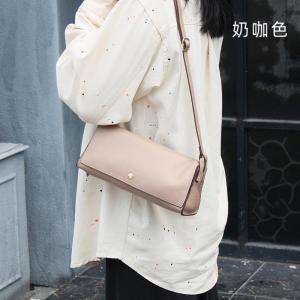 森系軟皮小方包 頭層牛皮女士單肩包 復古斜挎包 簡約韓版小包包斜背包