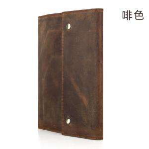 瘋馬皮B5筆記本套帶鋼筆位 可放ipad pro10/11寸商務辦公記事本皮套 真皮手拿包皮夾