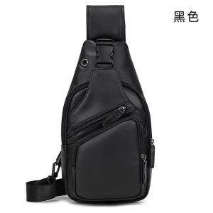 瘋馬皮胸包帶耳機孔斜背包 頭層牛皮復古斜挎包 戶外運動單肩包真皮側背包ipad包包