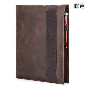 復古瘋馬皮A4紙筆記本封套 可放ipad12.9戶外旅行多功能記事本皮套手拿包RFID皮夾
