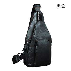 頭層油蠟牛皮胸包 真皮男士斜背包 復古戶外多功能8寸手機胸包 時尚斜挎單肩包