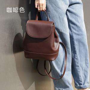 新款雙肩包 女大學生書包 簡約真皮背包 女雙肩後背包 大容量旅行牛皮背包