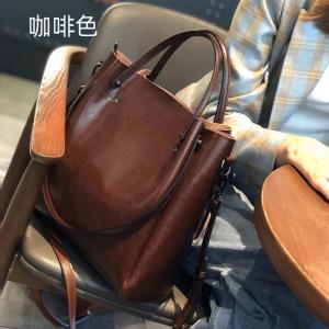 歐美時尚多功能手提包 高級感水桶包托特包真皮女包包 通勤大容量斜挎包單肩腋下包