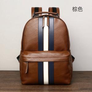 商務休閑撞色後背包 男士雙肩背包 真皮時尚潮流大容量雙肩包 輕便通勤頭層牛皮男包推薦