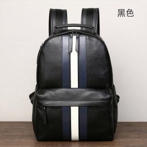 商務休閑撞色後背包 男士雙肩背包 真皮時尚潮流大容量雙肩包 輕便通勤頭層牛皮男包推薦
