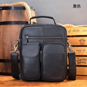復古瘋馬皮男士斜背包 頭層牛皮肩背包 手提斜跨包單肩背包 多功能實用背包推薦