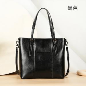 油蠟牛皮托特包 時尚百搭手袋斜背包 高級感大容量斜挎單肩包 女生新款真皮女包推薦