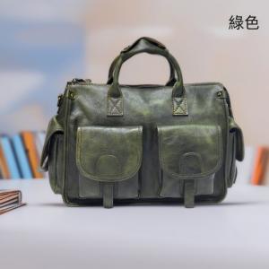 手工擦色復古頭層牛皮手提包 男士公文包斜挎包 植鞣皮真皮公事包手袋 休閑大容量商務單肩包斜背包
