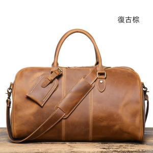 復古新款旅行包 真皮行李箱包 男女瘋馬皮單肩斜挎包 實用大容量行李袋頭層牛皮手袋推薦