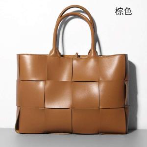 女士媽媽新品托特包 簡約款通勤女包購物手袋 編織牛皮純色大容量韓版手提包編織包推薦