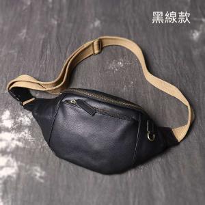 新款男士真皮胸包 多功能女士腰包 休閒時尚軟皮單肩斜挎包 休閑運動背包老闆包手機包推薦 