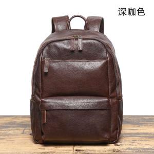 歐美復古真皮後背包 男式出差旅行雙肩包 植鞣皮學院風學生書包 頭層牛皮大容量電腦包推薦