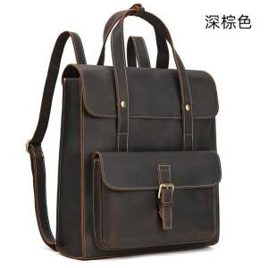 復古牛皮兩用後背包 真皮男士雙肩包 瘋馬皮旅行背包 休閑學生書包 女士真皮旅行背包推薦