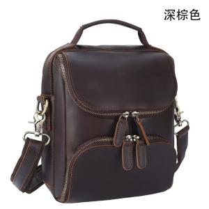 頭層牛皮單肩包 戶外休閒瘋馬皮手提包斜背包 復古簡約真皮斜挎包男士ipad包包推薦