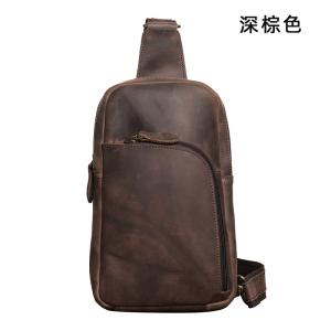復古新款真皮男士斜背包 頭層牛皮胸包 男女瘋馬皮休閒斜挎包 大容量單肩包推薦