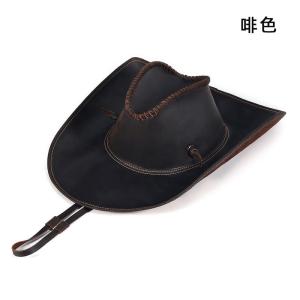 真皮帽子 新款西部牛仔瘋馬皮騎士帽 時尚個性夏季戶外遮陽帽 頭層牛皮防曬帽男款HAT推薦