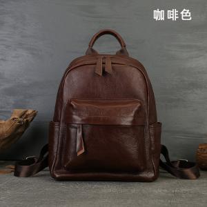 復古旅行雙肩包 女生大容量後背包 高級感雙肩背包短途出行出差真皮旅遊包推薦