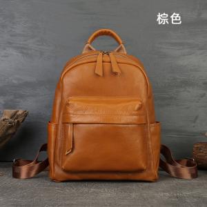 復古旅行雙肩包 女生大容量後背包 高級感雙肩背包短途出行出差真皮旅遊包推薦