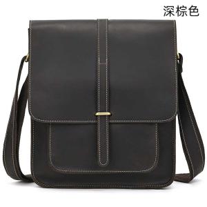 男士瘋馬皮復古斜背包單肩包 真皮翻蓋斜挎包 新款頭層牛皮休閑包單肩包 復古iPad包包推薦