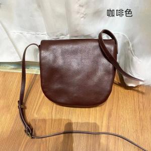 頭層植鞣牛皮斜背包 女士單肩背包斜挎包馬鞍包 手工復古原創側背包  真皮女士手機包推薦