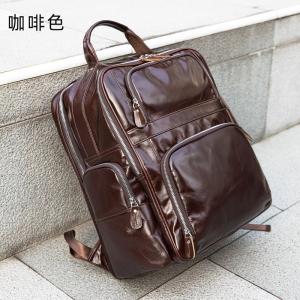 真皮男士雙肩後背包 高級感頭層牛皮商務旅行包 15吋筆電背包休閒背包 電腦雙肩包推薦
