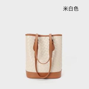 大容量編織包 時尚復古媽媽包 真皮水桶包包 女生新款休閑單肩包手袋 通勤腋下包手提包推薦