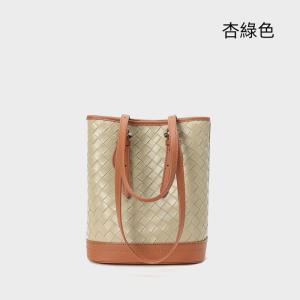 大容量編織包 時尚復古媽媽包 真皮水桶包包 女生新款休閑單肩包手袋 通勤腋下包手提包推薦