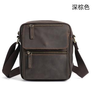 頭層牛皮單肩斜挎包 大容量多口袋加寬減壓肩帶斜背包 商務精英通勤單肩背包推薦