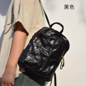 水洗植鞣皮女士雙肩包 復古頭層牛皮女包 文藝原創後背包 真皮休閑學生書包背包推薦