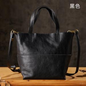 手工質感頭層牛皮手提包 女生通勤單肩斜挎包 植鞣皮簡約高級感托特包 女款手袋斜背包推薦