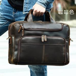 瘋馬皮男士公文包 高級感真皮大容量手提包公事包 男款斜挎單肩男包斜背包 商務15吋筆電包推薦