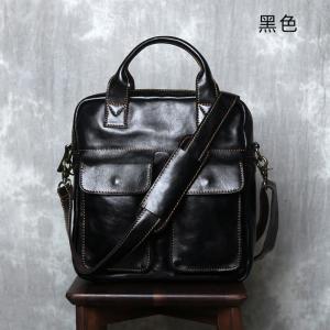 真皮男士手提包 商務植鞣頭層牛皮斜挎包 豎款單肩包收納包手袋 復古新款斜背包推薦