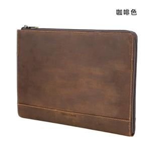 適用蘋果新款Apple macbook pro 14.2吋保護套 瘋馬油皮手腕拉鏈電腦包皮夾手拿包推薦