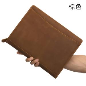 新款平板包 復古瘋馬皮筆記本收納包 多功能通勤商務電腦包 12.9吋ipad包包推薦